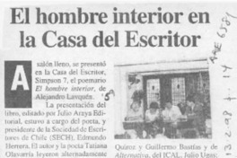 El Hombre interior en la Casa del Escritor  [artículo].
