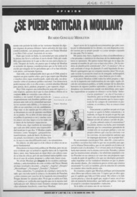 Se puede criticar a Moulian?  [artículo] Ricardo González Middleton.