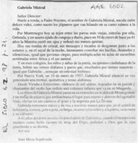 Gabriela Mistral  [artículo] Juan Meza Sepúlveda.