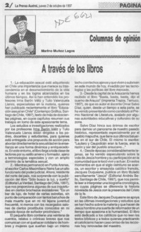 A través de los libros  [artículo] Marino Muñoz Lagos.