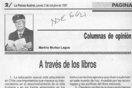 A través de los libros  [artículo] Marino Muñoz Lagos.