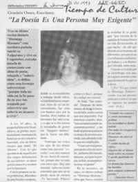"La Poesía es una persona muy exigente"  [artículo].