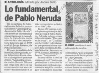 Lo fundamental de Pablo Neruda  [artículo].