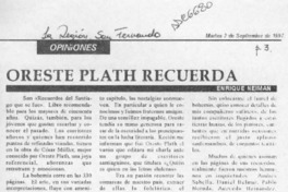 Oreste Plath recuerda  [artículo] Enrique Neiman.