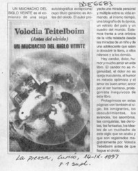 Un Muchacho del siglo veinte  [artículo].