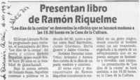Presentan libro de Ramón Riquelme  [artículo].