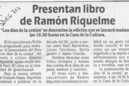 Presentan libro de Ramón Riquelme  [artículo].