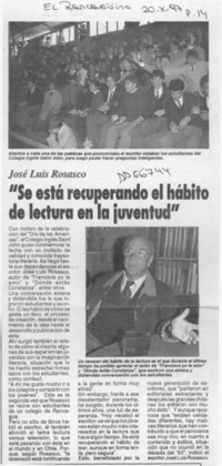 "Se está recuperando el hábito de lectura en la juventud"  [artículo].