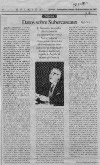 Datos sobre Subercaseaux  [artículo] Ramiro Ramírez Rodríguez.