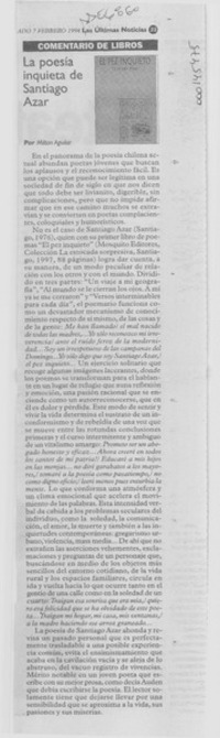 La poesía inquieta de Santiago Azar