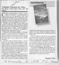 Volando pasaron los años  [artículo] Virginia Vidal.