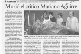 Murió el crítico Mariano Aguirre  [artículo].