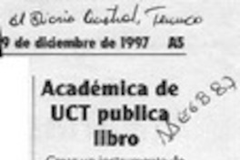 Académica de UCT publica libro