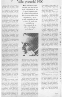 Valle, poeta del 1900  [artículo] R. G. G.