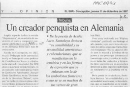 Un creador penquista en Alemania  [artículo] Sergio Ramón Fuentealba.