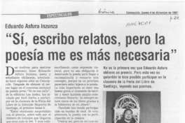 "Sí, escribo relatos, pero la poesía me es más necesaria"  [artículo].