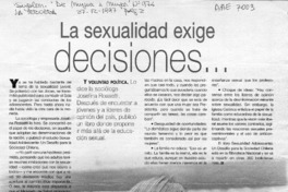 La Sexualidad exige decisiones --  [artículo].