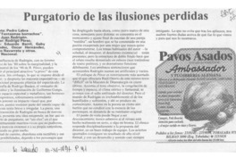 Purgatorio de las ilusiones perdidas  [artículo] Pedro Labra.