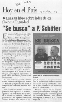 "Se busca" a P. Schäfer  [artículo].