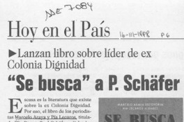 "Se busca" a P. Schäfer  [artículo].