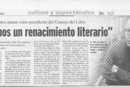 "Vivimos un renacimiento literario"  [artículo].