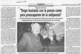 "Tengo bastante con la poesía como para preocuparme de la antipoesía"  [artículo].