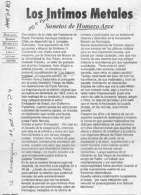 Los íntimos metales  [artículo] René Leiva Berríos.