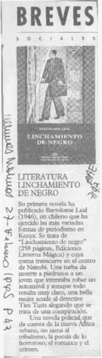 Literatura linchamiento de negro  [artículo].