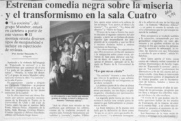 Estrenan comedia negra sobre la miseria y el transformismo en la sala Cuatro  [artículo] Javier Ibacache V.