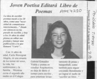 Joven poetisa editará libro de poemas  [artículo].
