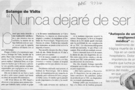 Solange de Vidts "nunca dejaré de ser la mamá de Gabrielita"  [artículo] Carola Palma Salcidúa.