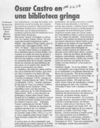 Oscar Castro en una biblioteca gringa  [artículo] Esteban Valenzuela.