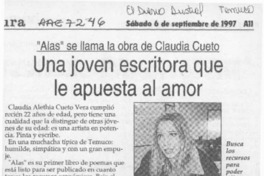 Una Joven escritora que le apuesta al amor  [artículo].