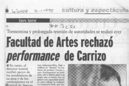 Facultad de artes rechazó performance de Carrizo  [artículo] L. P. I.