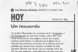 Un recuerdo  [artículo] Daniel de la Vega.