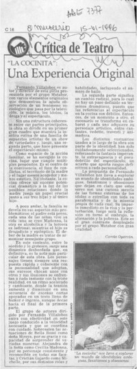 "La cocinita", una experiencia original  [artículo] Carola Oyarzún.