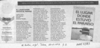 El Lugar donde estuvo el paraíso  [artículo].