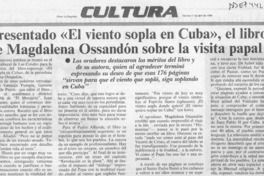 Presentado "El viento sopla en Cuba", el libro de Magdalena Ossandón sobre visita papal  [artículo].