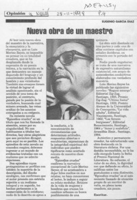 Nueva obra de un maestro  [artículo] Eugenio García Díaz.