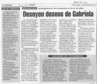 Desoyen deseos de Gabriela  [artículo].