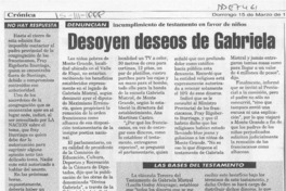 Desoyen deseos de Gabriela  [artículo].