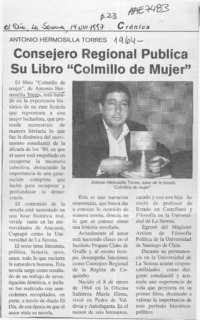 Consejero regional publica su libro "Colmillo de Mujer"  [artículo].