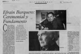 Efraín barquero, ceremonial y fundamento  [artículo] Jaime Valdivieso.