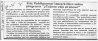 Eric Pohlhammer lanzará libro sobre programa "Cuánto vale el show?"  [artículo].
