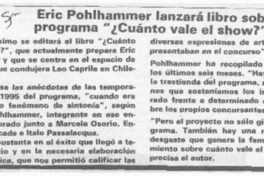 Eric Pohlhammer lanzará libro sobre programa "Cuánto vale el show?"  [artículo].