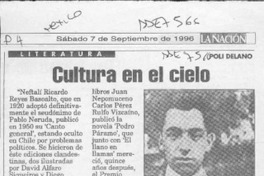 Cultura en el cielo  [artículo] Poli DélanO.
