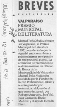 Premio Municipal de literatura  [artículo].