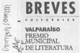 Premio Municipal de literatura  [artículo].
