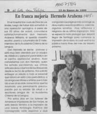 En franca mejoría Hermelo Arabena  [artículo].