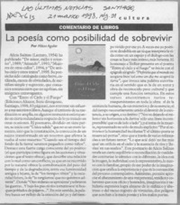 La poesía como posibilidad de sobrevivir  [artículo] Milton Aguilar.